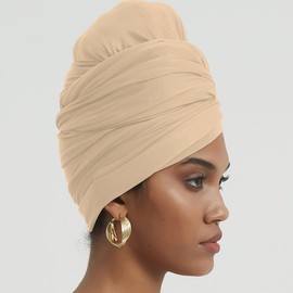 corciova Wheat Long Soft Head Wrap Turban Headband for Black Women Two Way Stretch Fashion African Head Covering Jersey Hijab Scarf