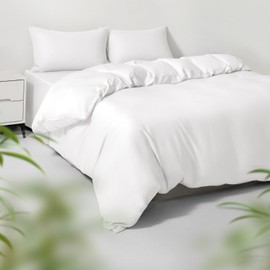 HOT SLEEPER SHEETS Twin/Twin XL Duvet Cover Set, 100% Viscose Derived from Bamboo, 2 Pieces, 1 Zipper Closure Duvet Cover (70"x90") and 1 Pillowcases (20"x30") Cooling & Silky Soft (White)