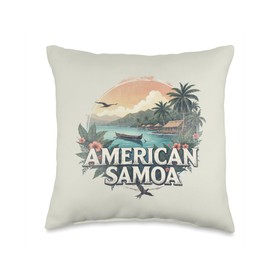 Retro American Samoa Landscape Vintage Souvenir Throw Pillow