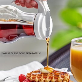 Soro Essentials- Syrup Dispenser Lid Replacement White Color Plastic Set of 2- Fits 32 and 48 oz Syrup Dispensers Easy Pour Spout Waffle Pancake Syrup Container for Maple Syrup Honey Barbecue Sauce