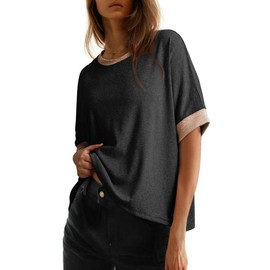 Dokotoo Women's Tops for Women 2025 Loose Oversized Basic Tee Comfortable Soft Fabric Flattering Fit - Womenswear:_Color black_2XL