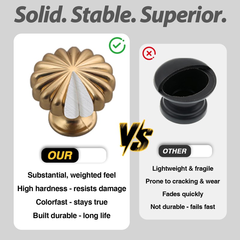 10 Pack Champagne Bronze Cabinet Knobs, Solid Zinc Alloy Drawer