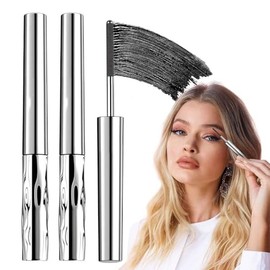 2PCS Iron Wand Mascara, Waterproof Metal Wand Mascara Volume and Length, Brushless Mascaras for Long-lasting No Clumping 3D Curling Eyelash (Black)