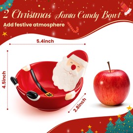 Mimorou 2 Pcs Christmas Santa Candy Bowl Adorable Ceramic Holidays Ceramic Serving Dish Bowl for Cookies Nuts Holiday Decoration