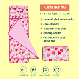 Wildkin Kids Plush Nap Mat – Soft, Cozy, Convenient for Daycare & Preschool – Strawberry Patch
