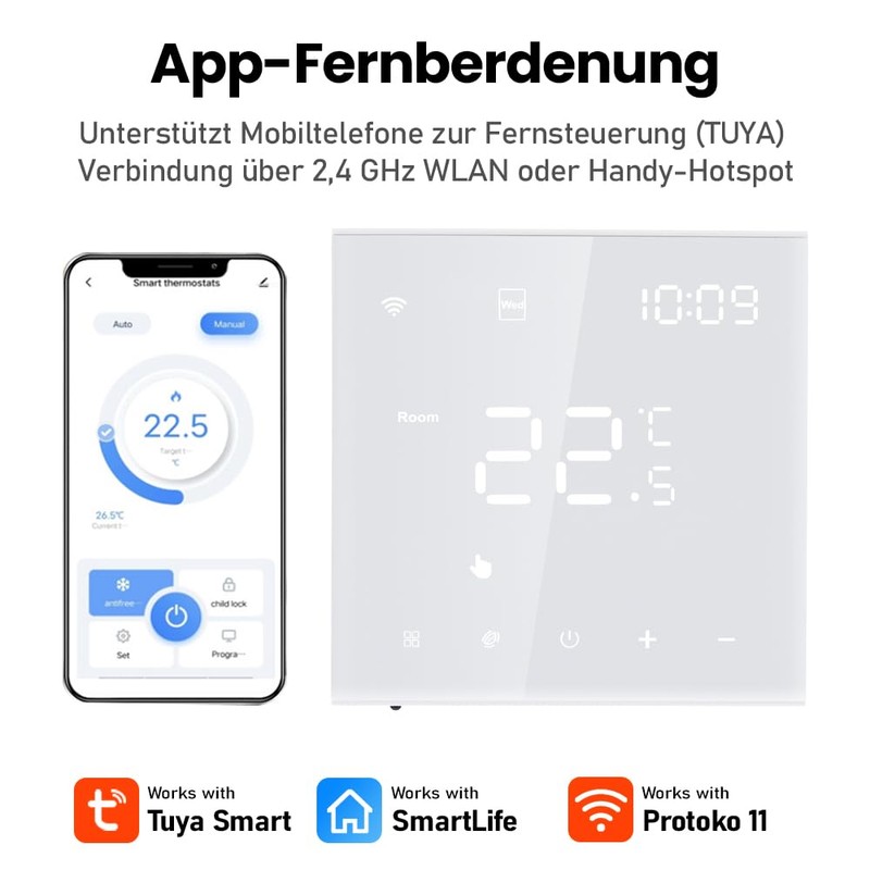 Irishom WiFi Thermostat with Water Underfloor Heating and Boiler Control,