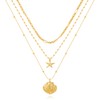 TOVABA Gold Layered Necklaces for Women Cute Shell Charm Simple