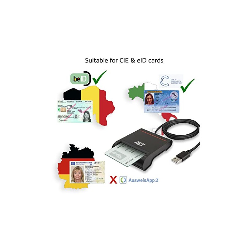 ACT eID Card Reader Belgium, USB Smart Card Reader, Not