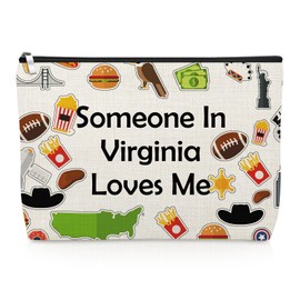 Virginia State Makeup Bag Virginia Gift for Women Long Distance Relationships Gift Travel Souvenir Cosmetic Bag Christmas Vacation Presents for Friend Sister Graduation Cosmetic Pouch Trip Present