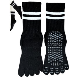 Monlyu Yoga Socks, 5 Toes, Anti-Slip, Ladies, Pilates Socks, Yoga Socks, Antibacterial, Deodorizing, Long, Pilates, Sports, Training, Grip, Socks, Anti-Slip, Anti-Cooling, Cold Protection, Socks