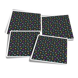 Vinyl Square Stickers (Set of 4) 10cm - Gamer Buttons Computer Gaming Console Theme for Laptops, Tablets, Luggage, Scrap Booking, Fridges #170035
