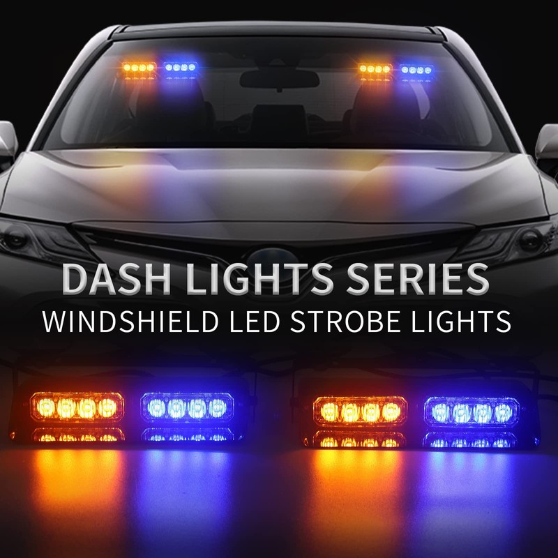 XRIDONSEN 2 in 1 Dash Emergency Strobe Lights Front/Rear Amber