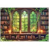 Luminora 7x5ft Retro Library Window Backdrop Rustic Wood Bookshelf Vines