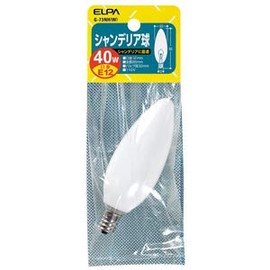 Elpa G-73NH(W) Chandelier Bulb, Stylish, E12, Power Consumption, 40W, White