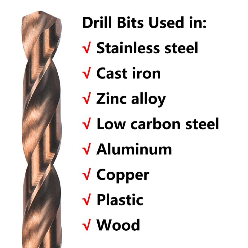 VALYRIANTOOL Cobalt Extra Long Drill Bits Set(5PCS), M35 High Speed