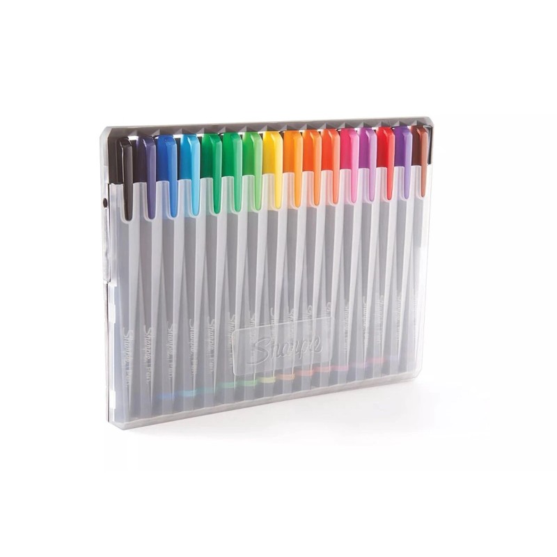 Sharpie Art Pens, Fine Point, Assorted Colors, Hard Case, 16