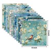 24 Sheets Blue Floral Birds Pattern Paper, 6" x 6"