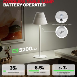 Rechargeable Table Lamps, LED Cordless Lamp with 5200mAh Battery Operated Portable M1 Sunturalux Dimmable 4Color 9RGB Touch Control Bedside Night Light for Patio Restaurant Home Dinner Dining Kitchen