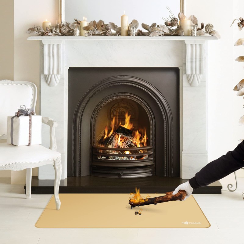 FLASLD Fire Resistant Rugs for Fireplace, Grill and Stove, 24