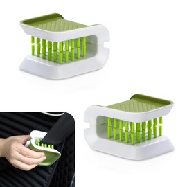 GRANDI Pack-2 Car Seat Belt Cleaning Brush, Collapsible Interior Dusting Brush, U-Shaped Double-Sided Cleaning Tool, Universal for Most Cars (Green)