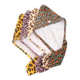 NOLITOY 4 Pcs Microfiber Hair Drying Caps Leopard Coral Fleece Quick Drying Towels for Women Super Absorbent Shower Wrap for Thick Curly Hair for Spa Cooking and Makeup