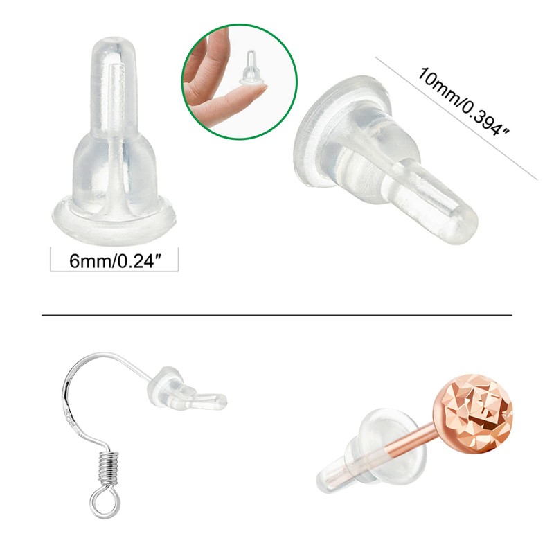 50pcs Silicone Earring Backs, Full-Cover Clear Earring Backs, Dust-Proof, Hypoallergenic