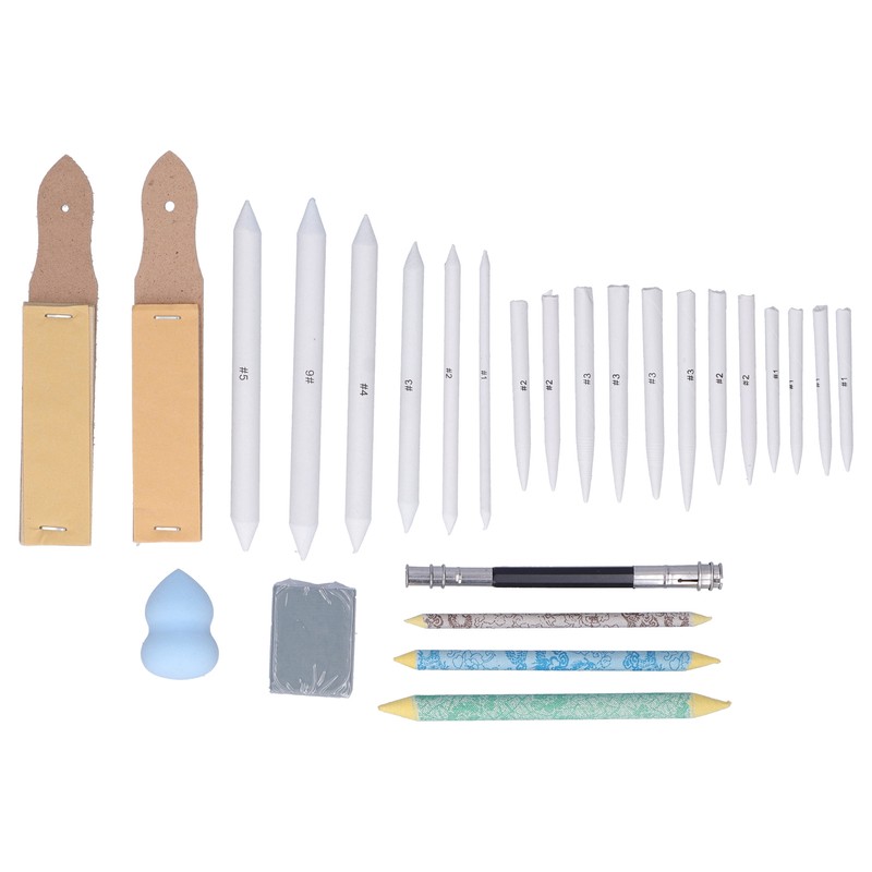 26 Pieces Blending Stumps Sandpaper Boards Eraser Sponge Extension Tool