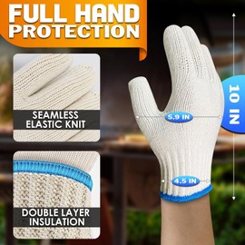 2 Pcs Heat Resistant Oven Gloves - Baking Gloves Grill Gloves with Fingers Non-Slip & Reusable Kitchen Oven Gloves, Double Layered Protection Kitchen Potholders for BBQ, Cooking, Baking and Grilling