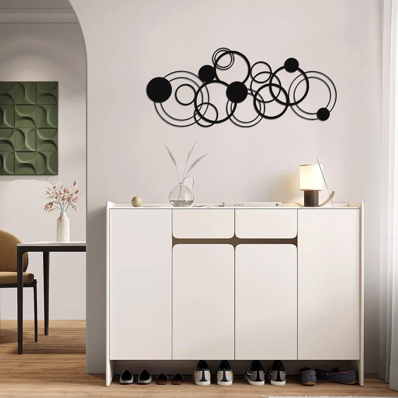 Black Abstract Wall Art, Modern Line Decor for Living Room