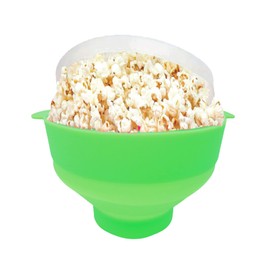 Gadgetime USA Microwave Popcorn Popper with Lids - Silicone - No Oil or Butter Required - Collapsible Bowls - BPA-Free - Movie Night Supplies - Green