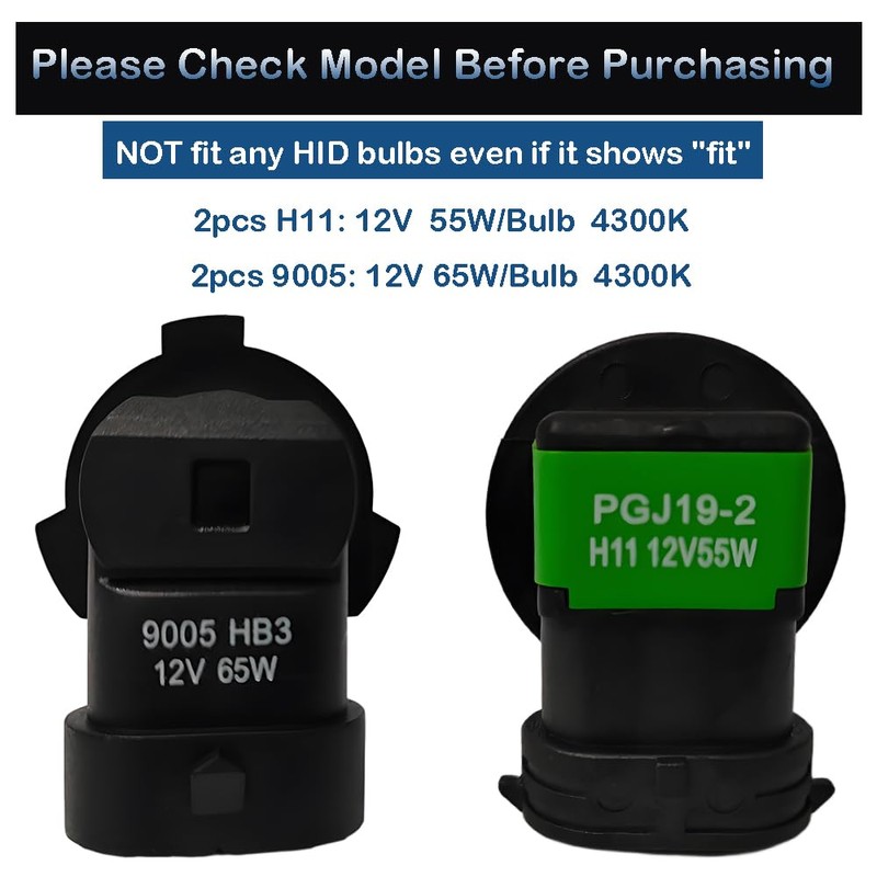 AFCYPPJ for Honda Pilot 2006-2025 Headlight Bulb, 9005 H11 High