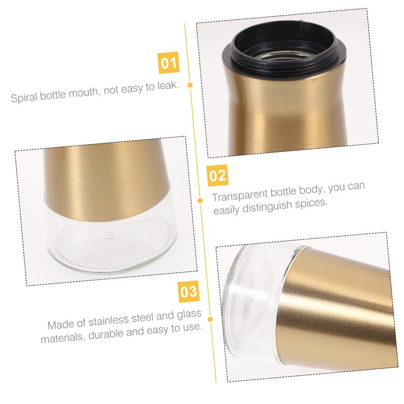 STOBAZA 2Pcs Seasoning Visible Bottles Kitchen Spice Jars Easy to
