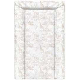 Baby Changing Mat 75 x 45 cm, Waterproof Wipe Clean Nappy Changer, Padded Foam, Non Toxic PVC, Unisex Nursery, Toile Inspired Safari Beige Design