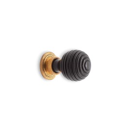 Infinity Decor Vintage Style Aged Brass Ebonised Beehive Reeded Preston Wooden Cupboard Knob Interior 36mm Furniture Wardrobe Cabinet Door Pull Handle