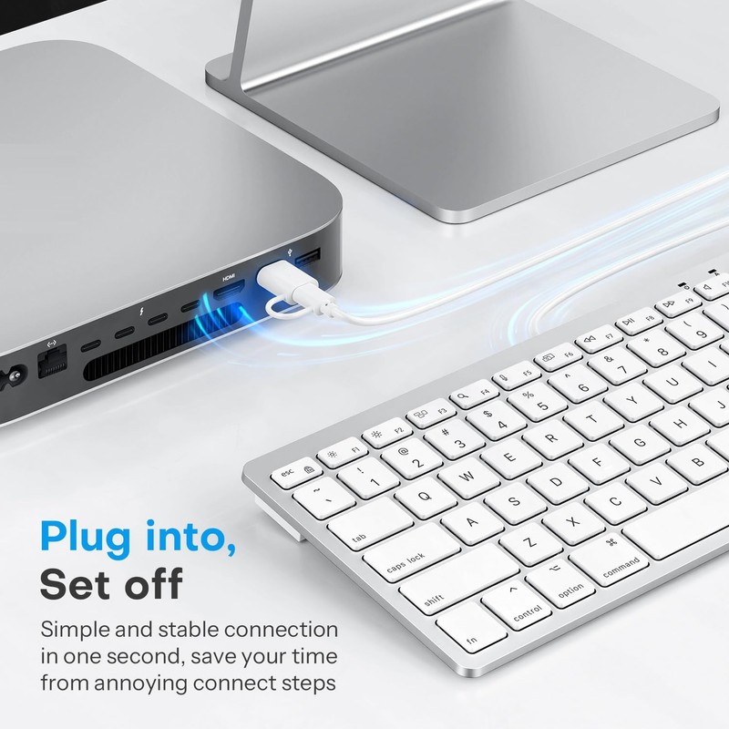 OMOTON Wired Keyboard for Mac Devices ONLY with Dual Interface,