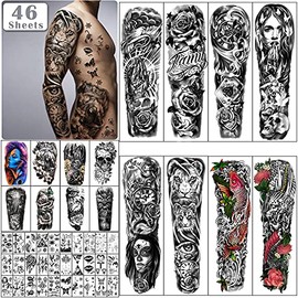 Tatuajes temporales de brazo completo extra grandes, impermeables, 8 hojas y medio brazo, 8 hojas, diminutas 30 hojas de tatuaje duraderas para niñas,