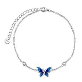 YAFEINI Butterfly Anklet Jewellery Gifts for Women Teen Girls Sterling Silver Butterfly Ankle Bracelets Chain Link Anklets with 2.5 inchs Extension Chain