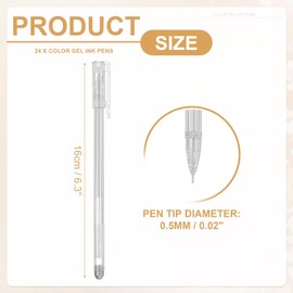 PATIKIL 24 Pcs Colored Gel Pens, 0.5mm Fine Point Pastel Gel Pens High Light Ink for DIY Projects Painting Journaling Notebook Black Paper Drawing, 16cm Length Silver Ink