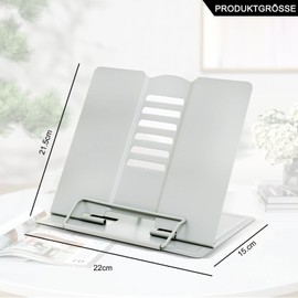 Book Stand, Reading Stand Metal Reading Stand Cookbook Holder Book Stand Children for Office School Library Home Recipe Textbook Document Music Book 20 x 19 cm Grey