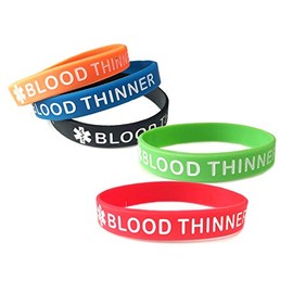 JOYID Blood THINNER Medical Alert ID Emergency Bracelet Warning Wristband Rubber Bracelet-5pcs (Multicolor)