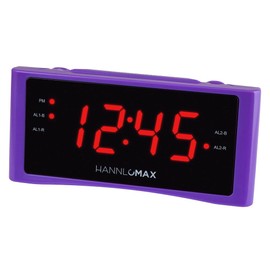 HANNLOMAX HX-151CR Alarm Clock Radio, PLL AM/FM Radio, Dual Alarm, 1.2" Red LED Display, AC Operation only. (Purple)