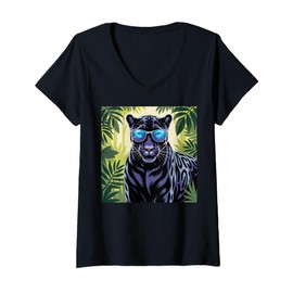 Womens Kids Black Panther Girls Boys Vintage Black Panther Party V-Neck T-Shirt