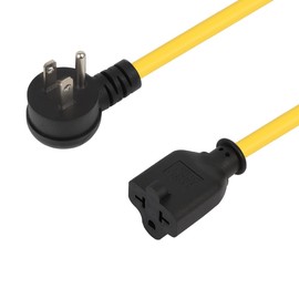 Right Angle Four-in-One 12AWG Heavy Duty 15 Amp Household AC Plug to 20 Amp T Blade Adapter Cable,5-15P to 5-20R/6-15R/6-20R, 4 in 1,15A 125V to 20A 250V Adapter Cable 6FT