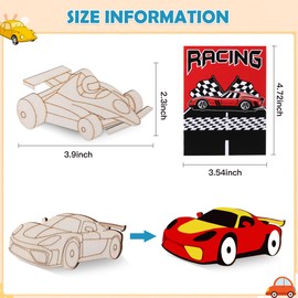 Vynium 24PCS Race Car Wooden Painting Kit- Easy to Paint DIY Vehicles, Safe Wooden Unfinished Craft Set, Birthday Race Car Painting Party Favors, Creative Art Craft Set Gift Activity Indoor Outdoor