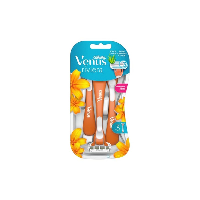 Gillete Venus Riviera Disposable Razors, Pack of 3