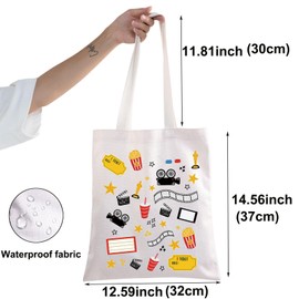 BWWKTOP Cinema Movie Lover Tote Bag Film Cinema Fans Gifts Movie Night Tote Bag Movie Night Shoulder Bag, Cinema Movie Tg, One Size