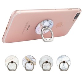Cell Phone Ring Holder Stand, 360 Rotation 4-Pack Universal Smartphone Ring Grip Stand Compatible with Smartphones and Tablets Marble