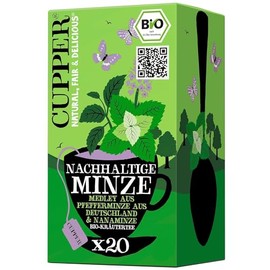 Cupper Organic Herbal Tea Sustainable Mint, Liquorice Free, 20 Unbleached Plastic Free Tea Bags, Fair Trade