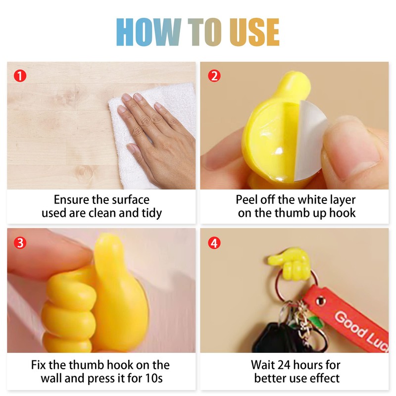 CERETIA 9 Pcs Self Adhesive Silicone Thumb Hooks, Multifunction Thumb