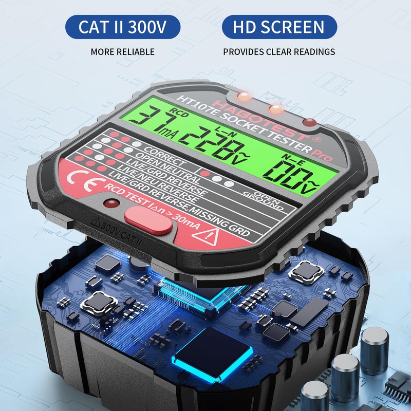 Socket Tester RCD Plug Outlet Tester UK, Electrical Receptacle Detector